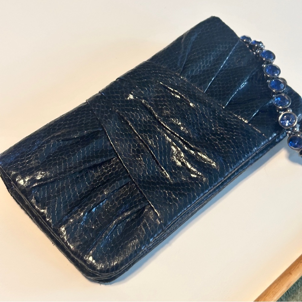 Nine West Snakeskin Wristlet w/ jeweled strap